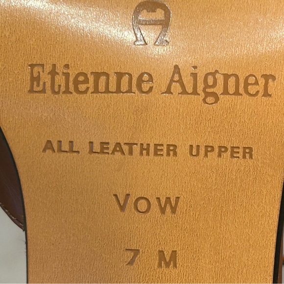 NWOT ETIENNE AIGNER s7 brwn leather heels Cute cut out detail at ankle strap - Picture 4 of 7